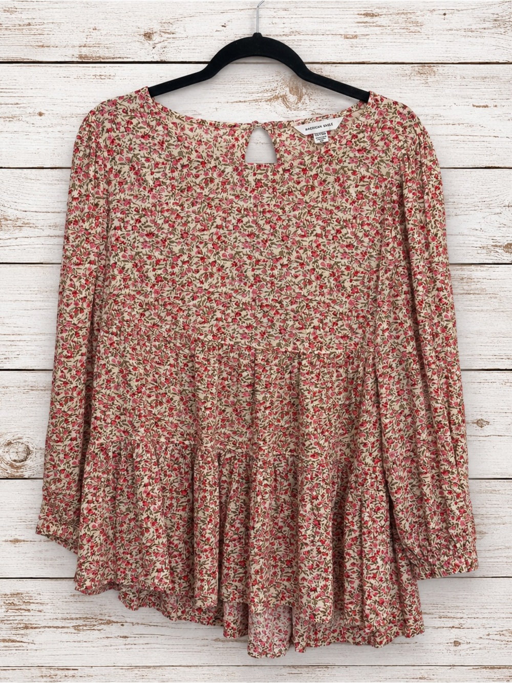 American Eagle Babydoll Top Tiered Flowy Floral Ditsy Size XS Boho